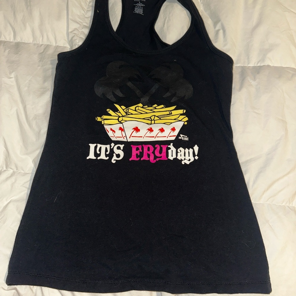 In N Out Burger Fries Graphic Tank Top Official Merch Black Size L